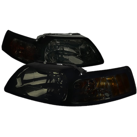 Spec-D Tuning 99-04 Ford Mustang Crystal Housing Headlights Smoke 2LH-MST99G-RS